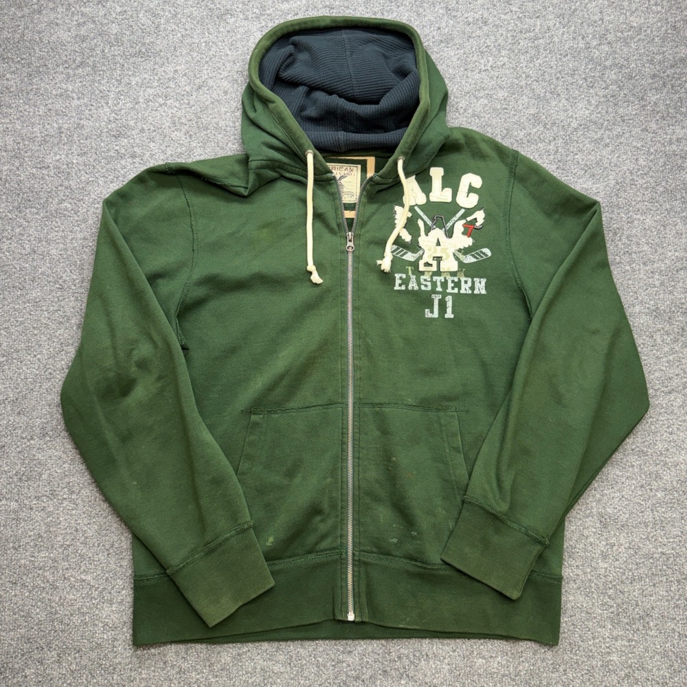 American Living Mens XL Full Zip Hoodie Green ALC Eastern Hockey Graphic